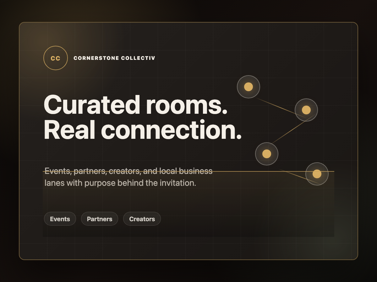 Cornerstone Collectiv event and partner lane visual